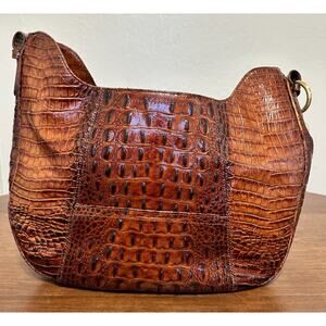 Brahmin Tote Pecan Melbourne Shoulder Bag Crocodile Embossed